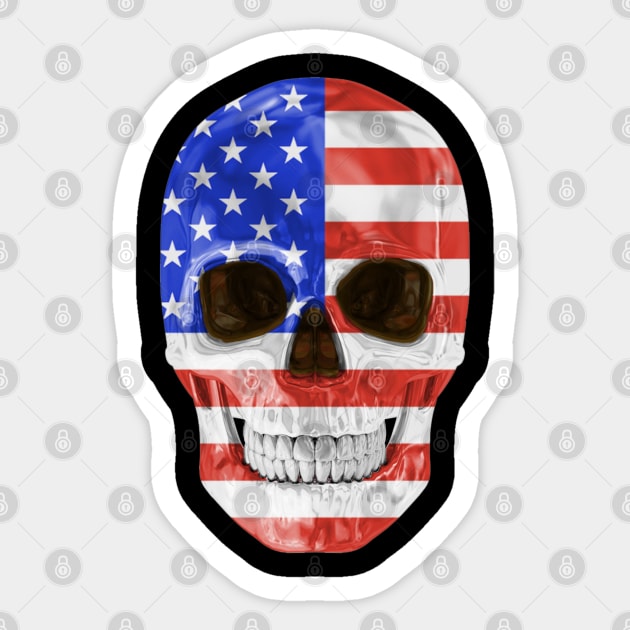 USA Flag Skull - Gift for American With Roots From USA Sticker by Country Flags